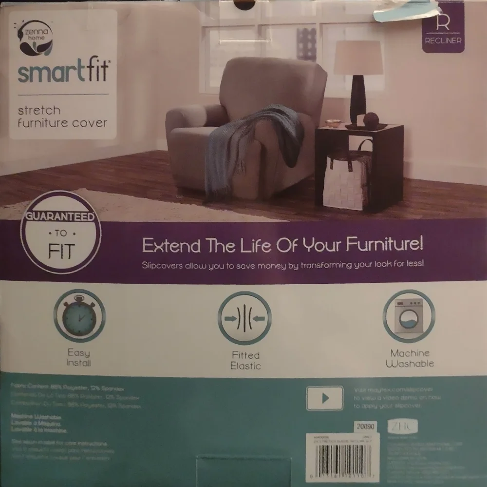 The Zenna Home Stretch Suede Smart Fit Recliner Slipcover